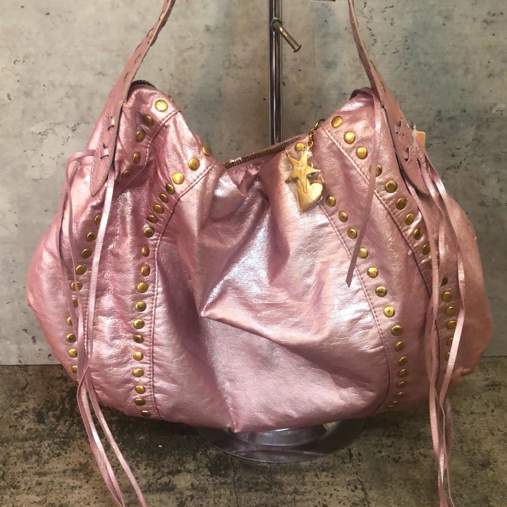 Paris Hilton Pink Metallic Satchel Bag